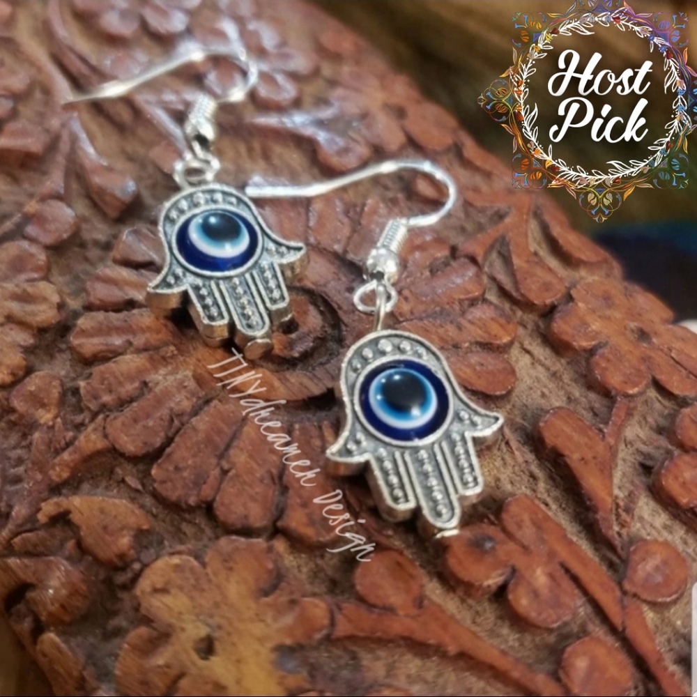 Hamsa Hand REVOLVING Spinner Evil Eye Earrings Spiritual Jewelry Protection Gift
